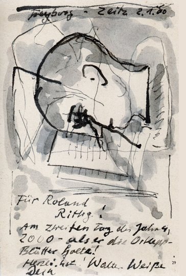Eine Zeichnung von Walter Weiße aus dem Album Amicorum (Hrsg. Roland Rittig)
